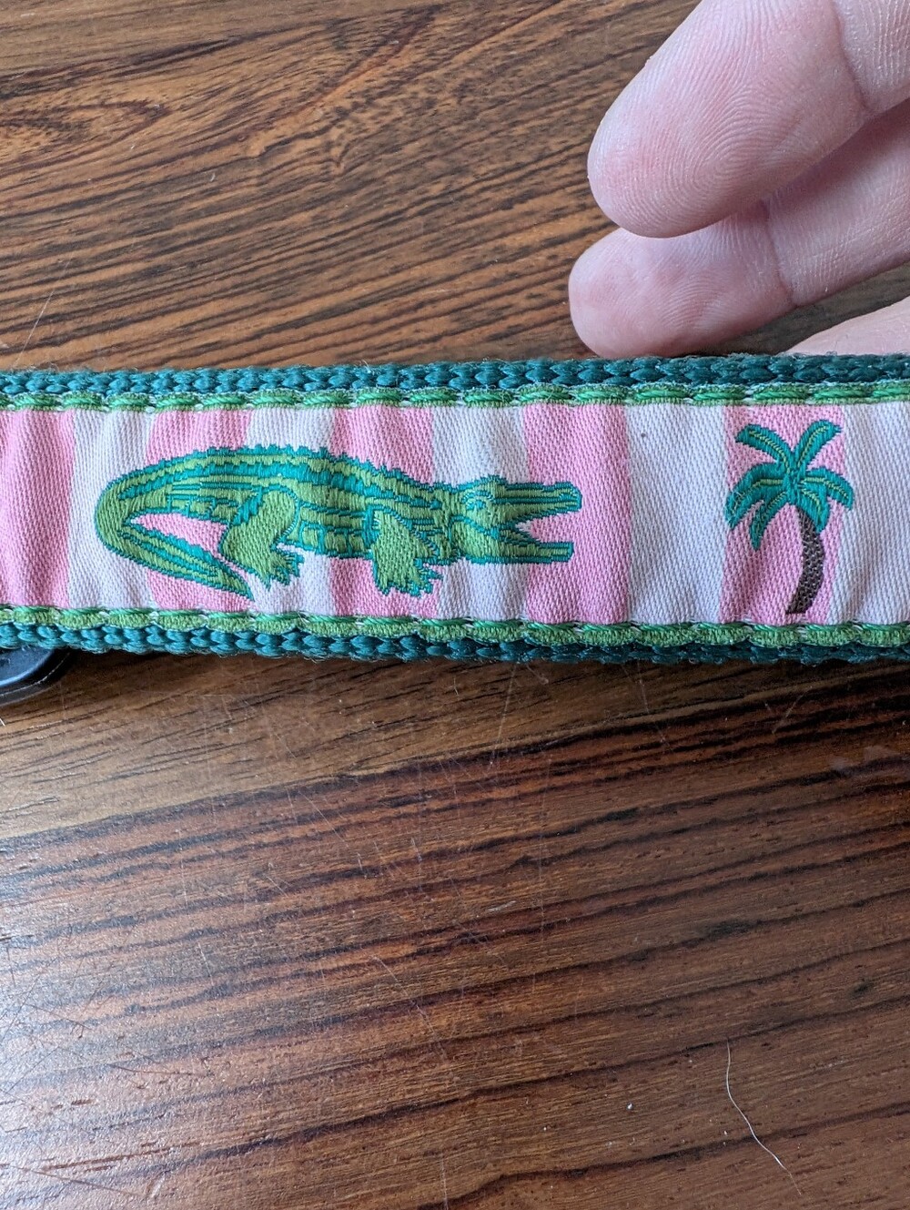 Up Country Alligator Palm Tree Dog Collar Pink Green Size Small - Picture 5 of 8
